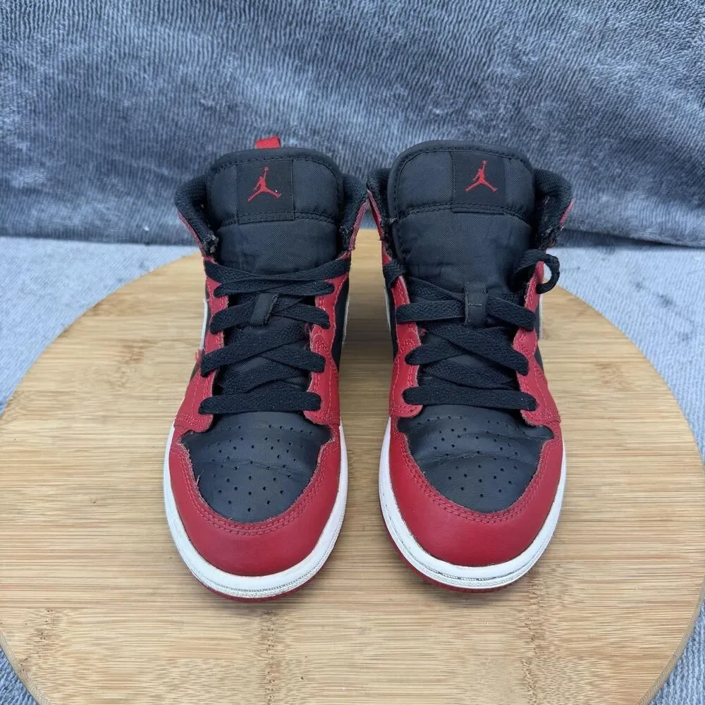 Jordan Air Jordan 1 Mid Shoes Boys Size 13C Black Red Sneakers DQ8424-061